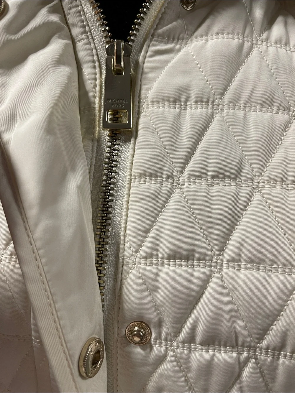 Michael Kors Quilted Cream Puffer Coat